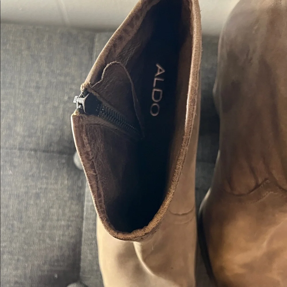 Aldo Taupe Ankle Booties with Tassel Zipper